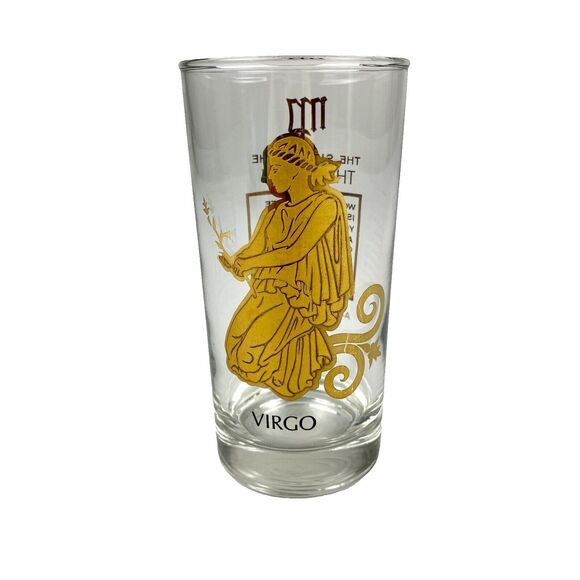 VTG MCM Anchor Hocking Zodiac Highball Tumbler Glass Virgo Astrology 1960s - Picture 1 of 8